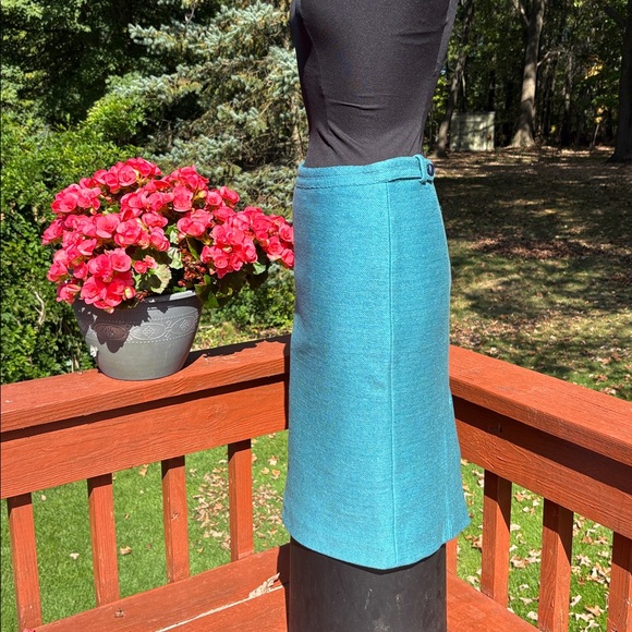 NWT Authentic Burberry Prorsum Teal Pencil Skirt, measurements in photos below. - Picture 2 of 14